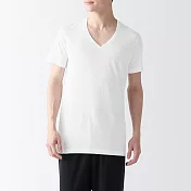 【MUJI 無印良品】男棉質無側縫V領短袖T恤/2入 M 白色