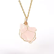 【水星記】項鍊 天然不規則水晶原石手工繞絲鎖骨鍊 _粉晶