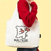 Maltese線條小狗 托特包(愛心款)