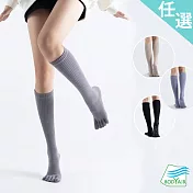 【BODYAIR嚴選】高筒穩定五指防滑瑜珈襪(透氣.舞蹈.長筒.運動.運動襪) FREE 灰