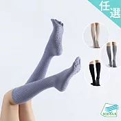 【BODYAIR嚴選】高筒穩定五指防滑瑜珈襪(透氣.舞蹈.長筒.運動.運動襪) FREE 藍紫