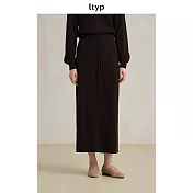 ltyp旅途原品 抗起球美麗諾絲光羊毛針織直筒半身裙女秋冬款 M L  L 布朗棕