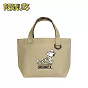 【日本正版授權】史努比 帆布手提袋 便當袋 查理布朗/糊塗塌客/Snoopy/PEANUTS - 曬魚款
