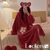 【Lockers 木櫃】秋冬季法蘭絨卡通睡袍 L113112603 F 草莓熊