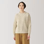 【MUJI 無印良品】女安地斯羊毛短領針織衫 S 粉米