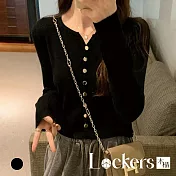 【Lockers 木櫃】秋冬慵懶長袖開襟上衣 L113120301 F 黑色