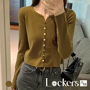 【Lockers 木櫃】秋冬慵懶長袖開襟上衣 L113120301 F 芥末黃
