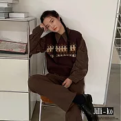 【Jilli~ko】圓領套頭菱形撞色針織馬甲背心 J11959 FREE 咖色