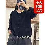 【慢。生活】復古圓領單排扣寬鬆針織上衣 81401  FREE 黑色