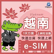 下載版_線上兌換 e-SIM【WorldKing】越南7天吃到飽(上網吃到飽)