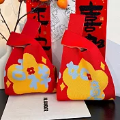 【素包包】日系幾何套結針織手挽隨行包 _吉祥如意