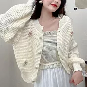 【MsMore】 針織法式絕美立體勾花短外套內搭抹胸吊帶兩式件套毛衣# 124139 FREE 白色