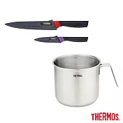 【THERMOS膳魔師】牛奶鍋+刀具組 獨家組