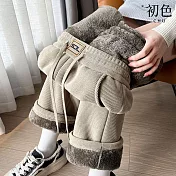 【初色】抽繩燈心絨純色內裏加絨加厚直筒休閒褲寬褲長褲-共3色-39454(M-3XL可選) 2XL 卡其色