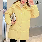 【初色】純色立領加厚麵包科技羽絨棉服外套女外套-共3色-39183(M-2XL可選) L 黃色