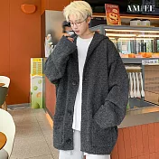 【AMIEE】慵懶風翻領開襟針織外套(男裝/雅痞/KDCQ-855) 2XL 深灰