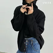 【AMIEE】潮男寬鬆高領針織上衣(男裝/雅痞/KDTQ-Z43) M 黑