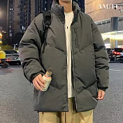 【AMIEE】韓系立領羽絨棉外套(男裝/雅痞/KDCQ-2915) 2XL 深灰