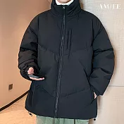 【AMIEE】韓系立領羽絨棉外套(男裝/雅痞/KDCQ-2915) 2XL 黑