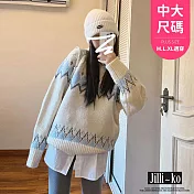 【Jilli~ko】民族風緹花撞色軟糯圓領毛衣 J12096 FREE 白色