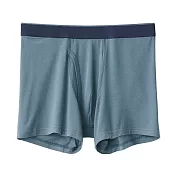 【MUJI 無印良品】男柔滑前開拳擊內褲 L 煙燻藍