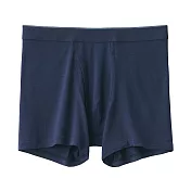 【MUJI 無印良品】男柔滑前開拳擊內褲 L 暗藍