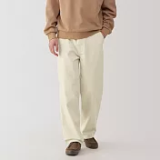 【MUJI 無印良品】男吉貝木棉混人字紋寬版褲 S 原色
