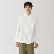 【MUJI 無印良品】男吉貝木棉混二重紗織長袖襯衫 M 白色