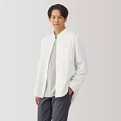 【MUJI 無印良品】男吉貝木棉混二重紗織立領長袖襯衫 M 白色