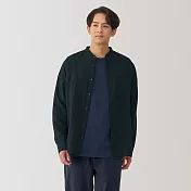【MUJI 無印良品】男吉貝木棉混二重紗織立領長袖襯衫 M 黑色