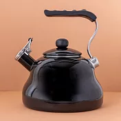 《La Cafetiere》琺瑯笛音壺 | 煮水壺 燒水壺 - 亮黑2L