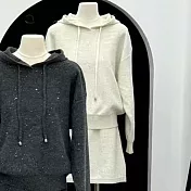 【MsMore】 連帽時尚流行毛衣星點長袖休閒內搭針織衫上衣短裙2件式套裝# 124228 FREE 杏色