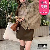 【Jilli~ko】慵懶風寬鬆加厚復古牛角扣高領毛衣 J12106  FREE 卡其