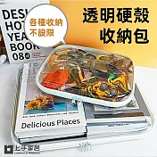 【上手家居】透明硬殼收納包(透明包/化妝包/防水袋/旅行包/拉鍊袋/旅行洗漱包/分類收納盒) 中