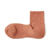 【MUJI 無印良品】男圈絨直角短襪25-27cm 橘色