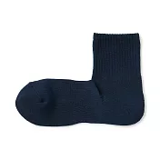 【MUJI 無印良品】男圈絨直角短襪25-27cm 深藍