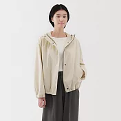 【MUJI 無印良品】女撥水加工連帽外套 M 象牙白