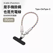 【好拾選物】60W手機掛繩充電線/數據線/背繩Type-CtoType-C-30cm