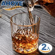 【AHOYE】水晶玻璃雕花酒杯 300ML 2入組 (玻璃杯 水晶杯 調酒杯 水杯)