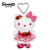 【日本正版授權】凱蒂貓 花朵洋裝系列 玩偶吊飾 娃娃/絨毛玩偶 Hello Kitty - 紅色款