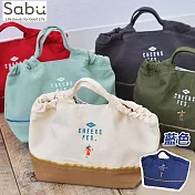 【SABU HIROMORI】日本CHEERS FES精緻可愛刺繡銀離子塗層手提便當袋/環保袋 海軍藍色