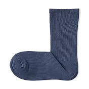 【MUJI 無印良品】女足口柔軟錐形襪23-25cm 藍色
