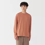 【MUJI 無印良品】男天竺圓領長袖T恤 M 煙燻橘