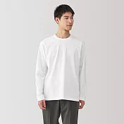 【MUJI 無印良品】男天竺圓領長袖T恤 M 白色