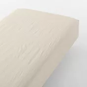 【MUJI 無印良品】柔舒水洗棉床包/D/淺米【成品尺寸】140*198*30cm 附鬆緊帶。【適用尺寸】140*200*18-28cm。