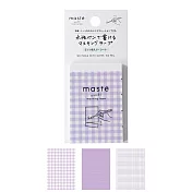 【日本Mark’s】水性筆可寫紙膠帶Sheets裁切貼紙型 ‧ 格紋系/紫色