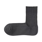 【MUJI 無印良品】男螺紋厚織直角短襪25-27cm 深灰
