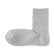 【MUJI 無印良品】男螺紋厚織直角短襪25-27cm 灰色