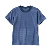 【MUJI 無印良品】兒童天竺圓領短袖T恤 110 藍橫紋