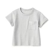 【MUJI 無印良品】幼兒容易穿脫鬆餅紋圓領短袖T恤 90 淺灰